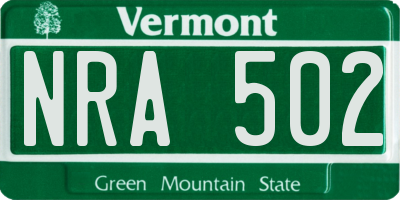 VT license plate NRA502