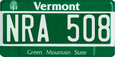 VT license plate NRA508