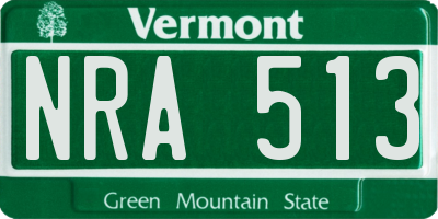 VT license plate NRA513