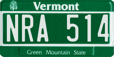 VT license plate NRA514