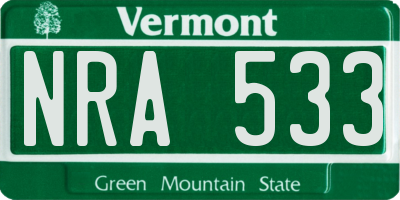VT license plate NRA533