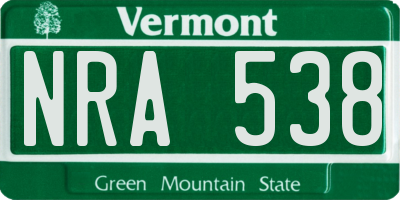 VT license plate NRA538