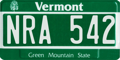 VT license plate NRA542