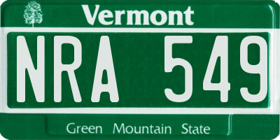 VT license plate NRA549