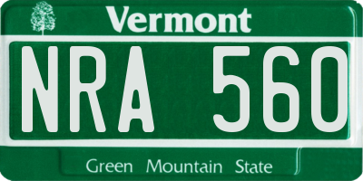 VT license plate NRA560