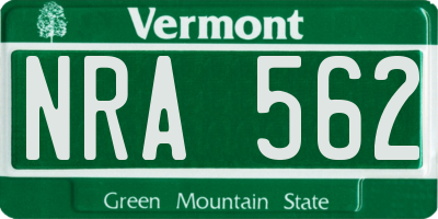 VT license plate NRA562