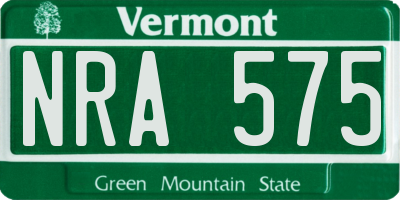 VT license plate NRA575