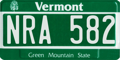 VT license plate NRA582