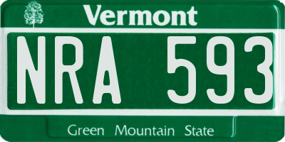 VT license plate NRA593
