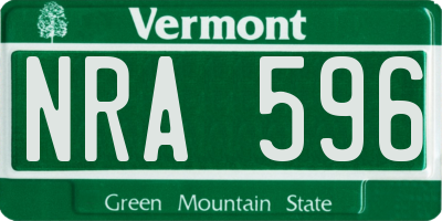 VT license plate NRA596