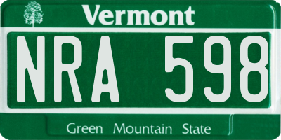 VT license plate NRA598