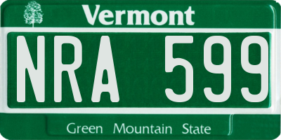 VT license plate NRA599