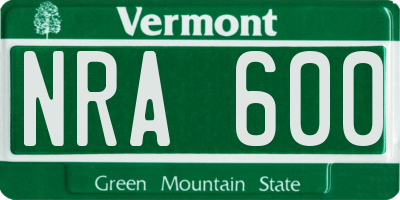 VT license plate NRA600