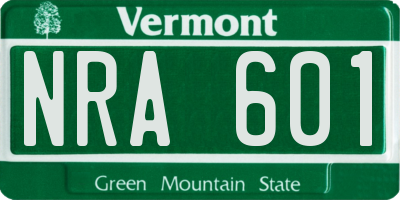 VT license plate NRA601