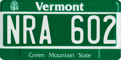 VT license plate NRA602