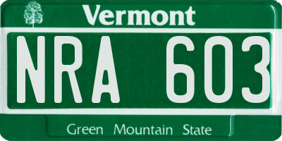 VT license plate NRA603