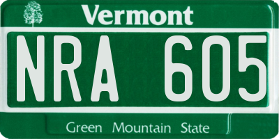 VT license plate NRA605