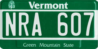 VT license plate NRA607