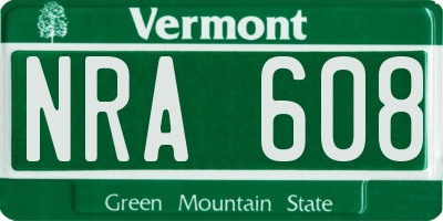 VT license plate NRA608
