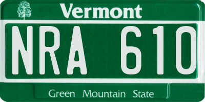 VT license plate NRA610