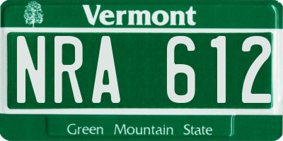 VT license plate NRA612