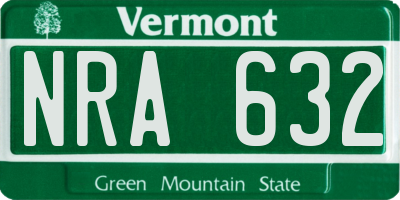 VT license plate NRA632