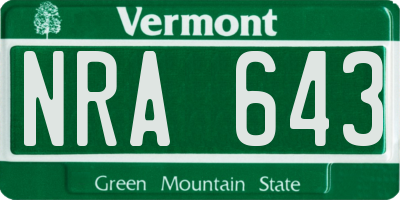 VT license plate NRA643