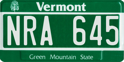 VT license plate NRA645