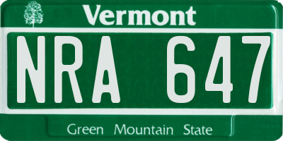 VT license plate NRA647