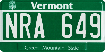 VT license plate NRA649