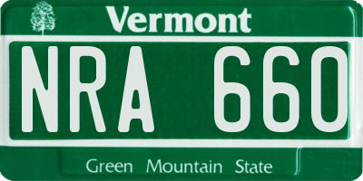 VT license plate NRA660