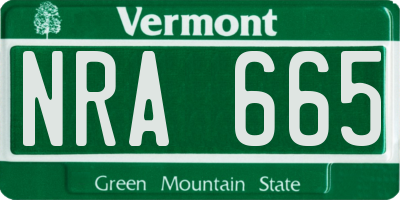 VT license plate NRA665