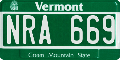 VT license plate NRA669