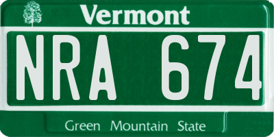 VT license plate NRA674