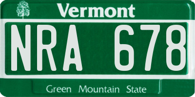 VT license plate NRA678