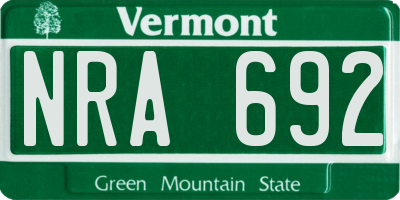 VT license plate NRA692