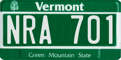 VT license plate NRA701