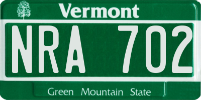 VT license plate NRA702