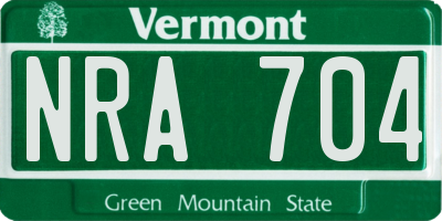 VT license plate NRA704