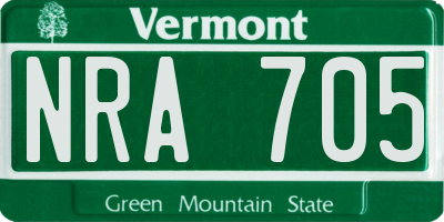 VT license plate NRA705