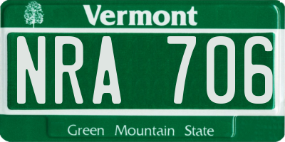 VT license plate NRA706