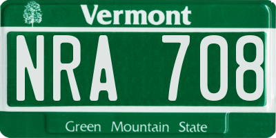 VT license plate NRA708