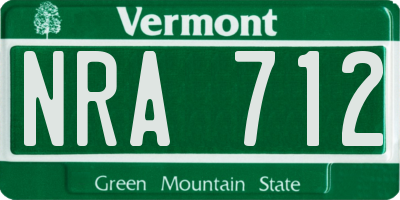 VT license plate NRA712