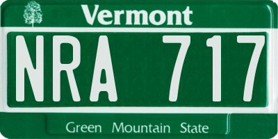 VT license plate NRA717