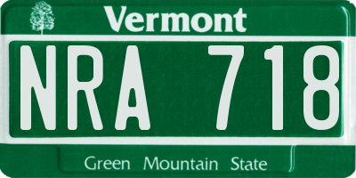 VT license plate NRA718