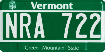 VT license plate NRA722