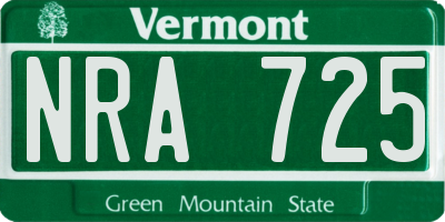VT license plate NRA725
