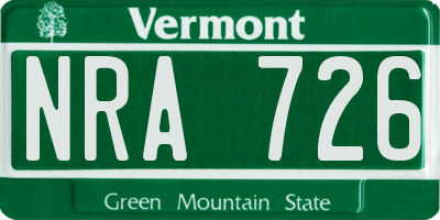 VT license plate NRA726