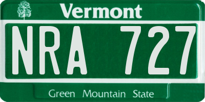 VT license plate NRA727