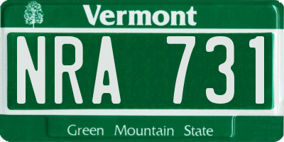 VT license plate NRA731